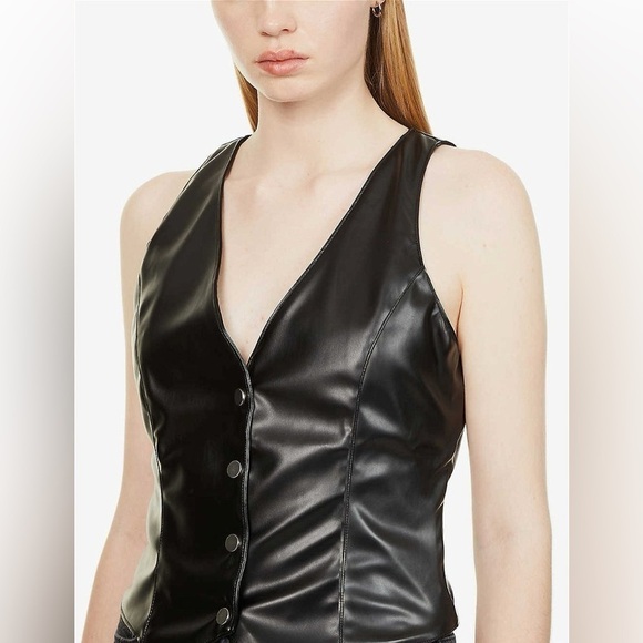 EB Denim Jackets & Blazers - EB DENIM Ava Sleeveless Faux-Leather Vest